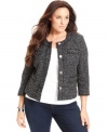 Infuse classic elegance to your wardrobe with MICHAEL Micahel Kors' plus size tweed jacket, featuring snap front closures.
