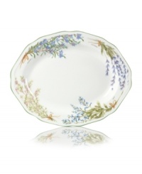 An inspiration for home chefs, Mikasa's Botanical Bouquet oval platter features everyday porcelain garnished with garden-fresh sage, rosemary and thyme. An inspiration for home chefs, Mikasa's Botanical Bouquet oval platter features everyday porcelain garnished with garden-fresh sage, rosemary and thyme.