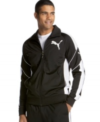 Be the big cat in this cool Puma track jacket. Be the big cat in this cool Puma track jacket.