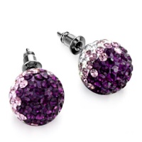 New Fashion Shamballa Disc Ball Earrings with Pave Purple and Clear Swarovski Crystal Stud Earrings for Pierced Ears 12mm New Fashion Shamballa Disc Ball Earrings with Pave Purple and Clear Swarovski Crystal Stud Earrings for Pierced Ears 12mm