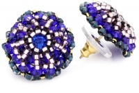 Miguel Ases Blue Quartz and Swarovski Button Earrings Miguel Ases Blue Quartz and Swarovski Button Earrings