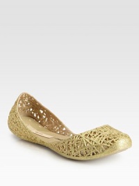 A metallic finish upgrades this impeccably woven flat silhouette. Rubber upperRubber lining and solePadded insoleImportedOUR FIT MODEL RECOMMENDS ordering ½ size up as this style runs small. A metallic finish upgrades this impeccably woven flat silhouette. Rubber upperRubber lining and solePadded insoleImportedOUR FIT MODEL RECOMMENDS ordering ½ size up as this style runs small.