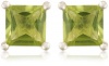 Sterling Silver 6mm Square-Cut Peridot Earrings