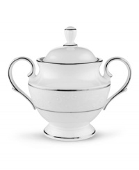 Pure opulence. Posh opalescence. This classically designed line of Lenox dinnerware and dishes is accented by a platinum rim and a delicate flourish of vine-like, white-on-white imprints with raised, iridescent enamel dots. Great gift for a housewarming, wedding or yourself. Pure opulence. Posh opalescence. This classically designed line of Lenox dinnerware and dishes is accented by a platinum rim and a delicate flourish of vine-like, white-on-white imprints with raised, iridescent enamel dots. Great gift for a housewarming, wedding or yourself.