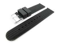 Men's Rubbertech Silicone Rubber Watchband Stainless Steel Buckle. Black 22mm Men's Rubbertech Silicone Rubber Watchband Stainless Steel Buckle. Black 22mm