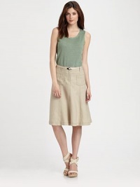 Lightweight linen meets a timeless skirt silhouette with classic trouser details like belt loops and back welt pockets. Button closureZip flyBelt loopsFront patch pocketsBack welt pocketsFully linedAbout 25 longLinenMachine washImported Model shown is 5'10 (177cm) wearing US size 4. Lightweight linen meets a timeless skirt silhouette with classic trouser details like belt loops and back welt pockets. Button closureZip flyBelt loopsFront patch pocketsBack welt pocketsFully linedAbout 25 longLinenMachine washImported Model shown is 5'10 (177cm) wearing US size 4.