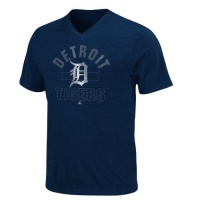 MLB Mens Detroit Tigers Game Day Weathered Athletic Navy Heather Short Sleeve V-Neck Tee By Majestic MLB Mens Detroit Tigers Game Day Weathered Athletic Navy Heather Short Sleeve V-Neck Tee By Majestic