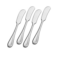 A simple teardrop-shaped handle with gently ridged edges gives this sturdy flatware from Mikasa clean, classic style that pairs beautifully with a variety of accessories.