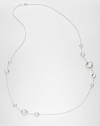 From the Rock Candy Collection. Small-to-large faceted stones of radiant clear quartz are intermittently dotted along a delicate sterling silver chain in this simple yet shimmering design.Clear quartzSterling silverLength, about 36Lobster claspImported