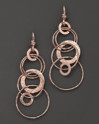 From the Rosé collection, hammered jet set in earrings in rose gold. Designed by Ippolita. From the Rosé collection, hammered jet set in earrings in rose gold. Designed by Ippolita.