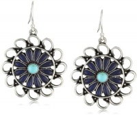 Lucky Brand Adornment Silver-Tone Blue Openwork Flower Earrings Lucky Brand Adornment Silver-Tone Blue Openwork Flower Earrings