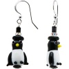 Handcrafted Silver Tone Penguin Earrings MADE WITH SWAROVSKI ELEMENTS