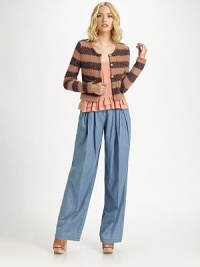 Allover stripes make this cozy cropped cardigan a must-have for the season.Scoop neckButton-down frontPatch front pocketsLong sleevesAbout 19 from shoulder to hem50% mohair/50% cottonImported of Italian fabricModel shown is 5'9½ (176cm) wearing US size 4. Allover stripes make this cozy cropped cardigan a must-have for the season.Scoop neckButton-down frontPatch front pocketsLong sleevesAbout 19 from shoulder to hem50% mohair/50% cottonImported of Italian fabricModel shown is 5'9½ (176cm) wearing US size 4.
