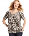 Get wild with Style&co.'s peasant top! It makes a natural choice for pairing with jeans, shorts and capris!