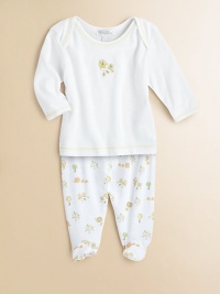 A delightful two-piece set, crafted in lush pima cotton, with cute owl print and contrast stitching.Envelope necklineLong sleevesPullover styleElastic waistbandPima cottonMachine washImported A delightful two-piece set, crafted in lush pima cotton, with cute owl print and contrast stitching.Envelope necklineLong sleevesPullover styleElastic waistbandPima cottonMachine washImported
