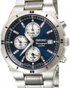 Seiko Men's SNA695 Alarm Chronograph Silver-Tone Watch