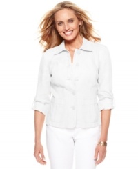 Charter Club takes a petite jacket and reinvents it for spring with luxe linen fabric. Try it with trousers and a tee! (Clearance) Charter Club takes a petite jacket and reinvents it for spring with luxe linen fabric. Try it with trousers and a tee! (Clearance)