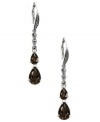 Polish your look with not one, but two, bold pops of color! Judith Jack's stunning drop earrings feature two pear-cut smokey quartz drops (3-5/8 ct. t.w.) and glittering marcasite (1/5 ct. t.w.). Set in sterling silver. Approximate drop: 1-3/4 inches.