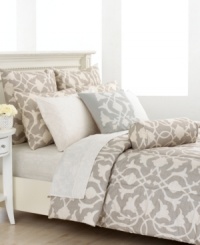 Barbara Barry's Poetical European sham features embellished vinework in soft white over an undertone of soft gray for modern, visual intrigue. Finished with piping detail along the edges. Barbara Barry's Poetical European sham features embellished vinework in soft white over an undertone of soft gray for modern, visual intrigue. Finished with piping detail along the edges.