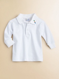 A mini version of the essential polo shirt gets a handsome update with embroidery.Embroidered shirt collarLong sleevesButton-frontCottonMachine washImported Please note: Number of buttons may vary depending on size ordered. 