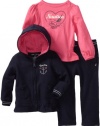 Nautica Sportswear Kids Baby-Girls Infant 3-Piece Knit Hoodie Set, New Sport Navy, 18 Months