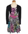 Beautees Tiger Sherbet 2-Piece Dress Set (Sizes 7 - 16) - black/pink, 8 - 10