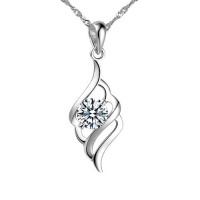 925 Sterling Silver Elegant Pendant, Women Charm Necklace, Cubic Zirconia Stone, Free 18 Inch Chain 925 Sterling Silver Elegant Pendant, Women Charm Necklace, Cubic Zirconia Stone, Free 18 Inch Chain