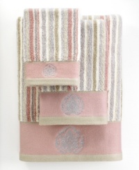 Sweet serenity. Offering a romantic and elegant composition for your bath space, this Aquarelle Embroidery hand towel features beautiful stripes in soft pastel hues. Embellished with subtle embroidery along the hem. Sweet serenity. Offering a romantic and elegant composition for your bath space, this Aquarelle Embroidery hand towel features beautiful stripes in soft pastel hues. Embellished with subtle embroidery along the hem.