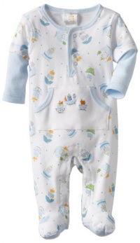 ABSORBA Baby-Boys Newborn Boat Cotton Footie, Blue/White, 6-9 Months