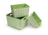 Badger Basket 3 Pack Polka Dot Nesting Trapezoid Shape Folding Baskets, Sage Badger Basket 3 Pack Polka Dot Nesting Trapezoid Shape Folding Baskets, Sage