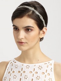 The perfect hint of sparkle, this Swarovski crystal style features a pretty twisted design. Swarovski crystals/elasticMade in the USA The perfect hint of sparkle, this Swarovski crystal style features a pretty twisted design. Swarovski crystals/elasticMade in the USA