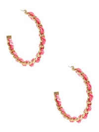 GUESS Coral and Gold-Tone Woven Hoop Earrings, POP COLOR GUESS Coral and Gold-Tone Woven Hoop Earrings, POP COLOR