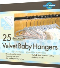 Closet Complete Baby Size Ultra Thin No Slip Velvet Hangers, Baby Powder Blue, Set of 25