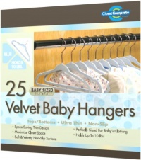 Closet Complete Baby Size Ultra Thin No Slip Velvet Hangers, Baby Powder Blue, Set of 25 Closet Complete Baby Size Ultra Thin No Slip Velvet Hangers, Baby Powder Blue, Set of 25