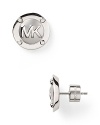 Strong but simple. This pair of silver-plated studs from Michael Kors are the perfect earrings for everyday - wear them as as shapely showpiece.