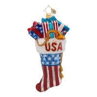 Christopher Radko Red, Wrapped And Blue Ornament Christopher Radko Red, Wrapped And Blue Ornament