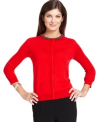 Dazzle this holiday season in Jones New York's beaded cardigan. Dazzle this holiday season in Jones New York's beaded cardigan.