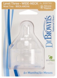 Dr. Brown's 2 Pack Natural Flow Level 3 Wide Neck Nipple Dr. Brown's 2 Pack Natural Flow Level 3 Wide Neck Nipple