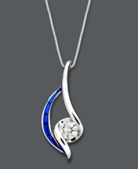Set sail in style that's reminiscent of summer. Sirena's elegant sailboat-shaped pendant highlights a round-cut diamond (1/4 ct. t.w.) and a bright strip of blue enamel for a vibrant touch. Setting and chain crafted in 14k white gold. Approximate length: 18 inches. Approximate drop: 3/4 inch.