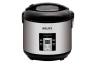 KRUPS RK7009 4-in-1 Slow Cooker 5-Cup Rice Cooker Steamer and Oatmeal Cooker with Stainless Steel, Silver and Black