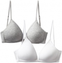 Maidenform Girls 7-16 2 Pack Molded Triangle Underwire, Heather Grey/White, 36A Maidenform Girls 7-16 2 Pack Molded Triangle Underwire, Heather Grey/White, 36A