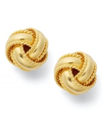 A symbol of love, Giani Bernini's pretty and petite knot stud earrings are crafted in 24k gold over sterling silver. Approximate diameter: 1/3 inch. A symbol of love, Giani Bernini's pretty and petite knot stud earrings are crafted in 24k gold over sterling silver. Approximate diameter: 1/3 inch.