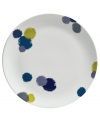 Vera Wang brings new excitement to white bone china with the tie-dye-inspired Ikat pattern from her collection of Wedgwood dinnerware. The dishes have splashes of indigo blue, citron and lavender that enhance this simple salad plate for a look that's sleek and modern yet refreshingly playful.