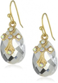 The Vatican Library Collection Gold Crystal Ab Briolette Cross Drop Earrings The Vatican Library Collection Gold Crystal Ab Briolette Cross Drop Earrings