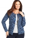 Fall in love with Charter Club's long sleeve plus size cardigan, featuring a sequined leaf print-- snag it at an Everyday Value price!