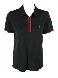 LAUREN Ralph Lauren Womens Zip Up Collared Short Sleeve Logo Top LAUREN Ralph Lauren Womens Zip Up Collared Short Sleeve Logo Top