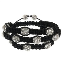 3 Row Hot Pave Unisex 10mm 12 White Crystal Beads Adjustable Bracelet 3 Row Hot Pave Unisex 10mm 12 White Crystal Beads Adjustable Bracelet