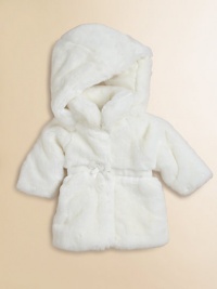 An ultra-cozy, ultra-trendy faux fur topper with snap-off hood, grosgrain ribbon and bow trim.Detachable hoodRound collarFront snap closureCinched waistband with grosgrain ribbon and bowFully linedAcrylicDry cleanImported Please note: Number of snaps may vary depending on size ordered. An ultra-cozy, ultra-trendy faux fur topper with snap-off hood, grosgrain ribbon and bow trim.Detachable hoodRound collarFront snap closureCinched waistband with grosgrain ribbon and bowFully linedAcrylicDry cleanImported Please note: Number of snaps may vary depending on size ordered.