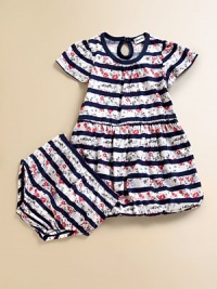 Stripes and flowers adorn this eye-catching, bubble hemmed frock with matching bloomers.ScoopneckShort sleevesBack keyhole buttonBubble hem50% cotton/50% modalMachine washImported Please note: Number of buttons may vary depending on size ordered. Stripes and flowers adorn this eye-catching, bubble hemmed frock with matching bloomers.ScoopneckShort sleevesBack keyhole buttonBubble hem50% cotton/50% modalMachine washImported Please note: Number of buttons may vary depending on size ordered.