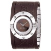 GUCCI Women's YA112421 112 Twirl Collection Brown Rubber Bangle Watch